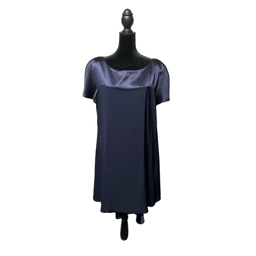 Jones New York navy double layer satin‎ swing dress size 14